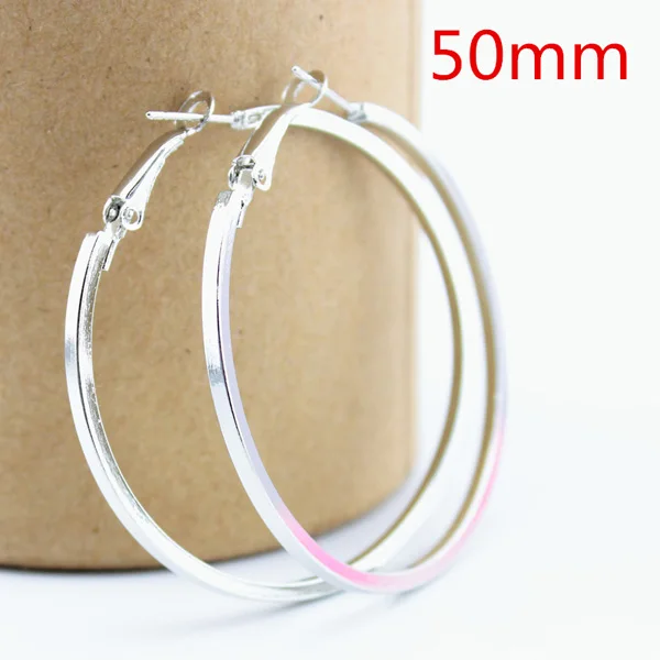 silver 50 mm ; 1 пара Серебро Для женщин удивительная сердце круг серьги в виде колец, Модные украшения 40/50/60 мм - Окраска металла: silver 50 mm