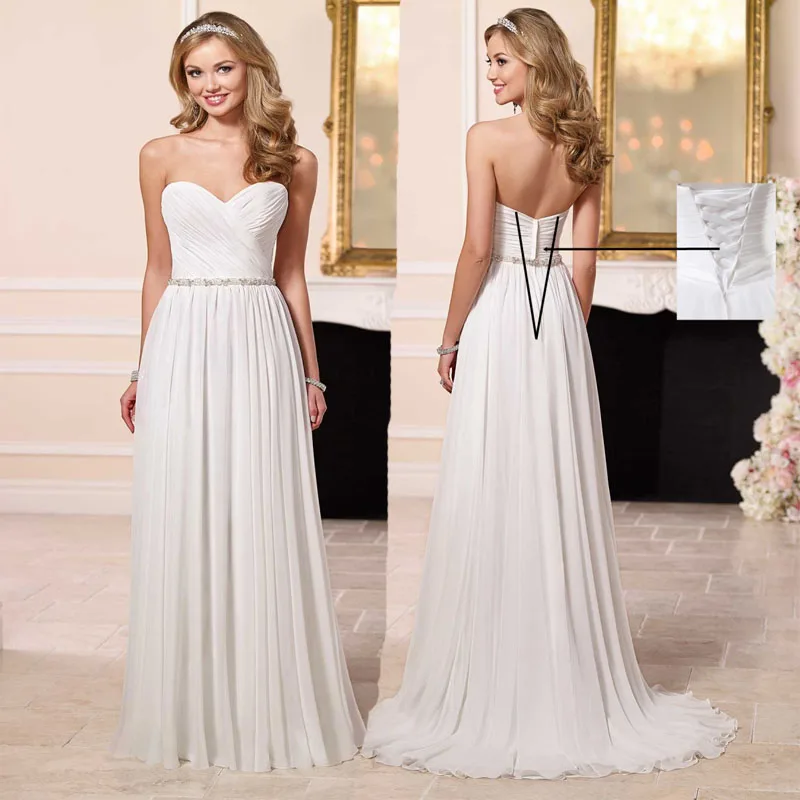 Custom Made Новое Прибытие Свадебные Платья Милая Бисероплетение Узелок Вернуться