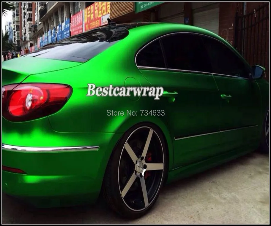 Матовая виниловая пленка для автомобиля PROT WRAP S сатиновая хромированная зеленая