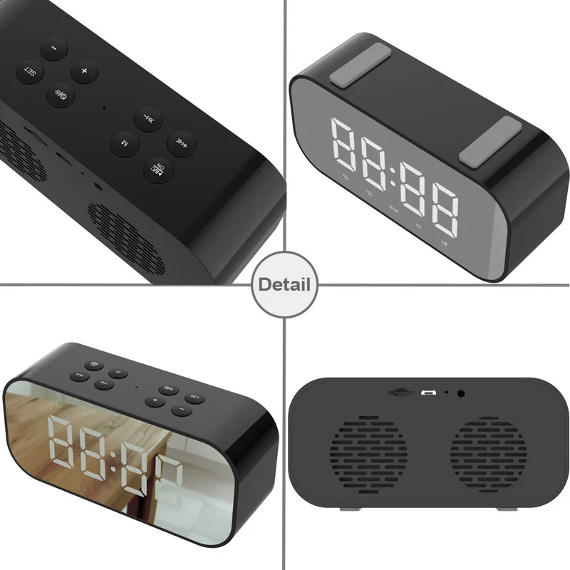 Светодиодный Будильник с FM радио беспроводной Bluetooth динамик поддержкой Aux TF USB