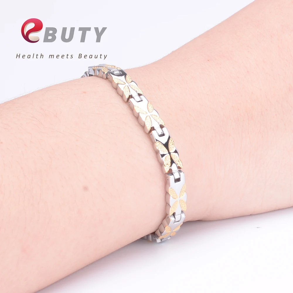 EBUTY Flower Bracelet Magnet Energy FIR Therapy Jewelry Fashion Negative IONS Bracelets Best Gift with Box images - 6