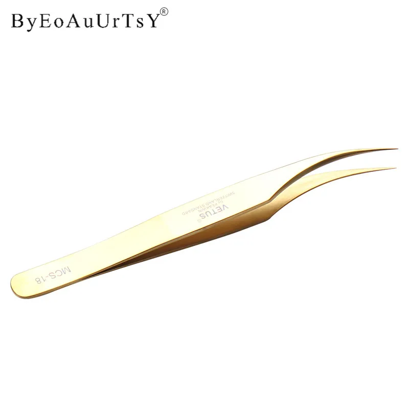 18-gold-1pcs 1 шт./компл. шт Прямые и Изогнутые пинцет с кончиком Ниппер для наращивания ресниц из нержавеющей стали накладные ресницы - Handle Color: 18-gold-1pcs