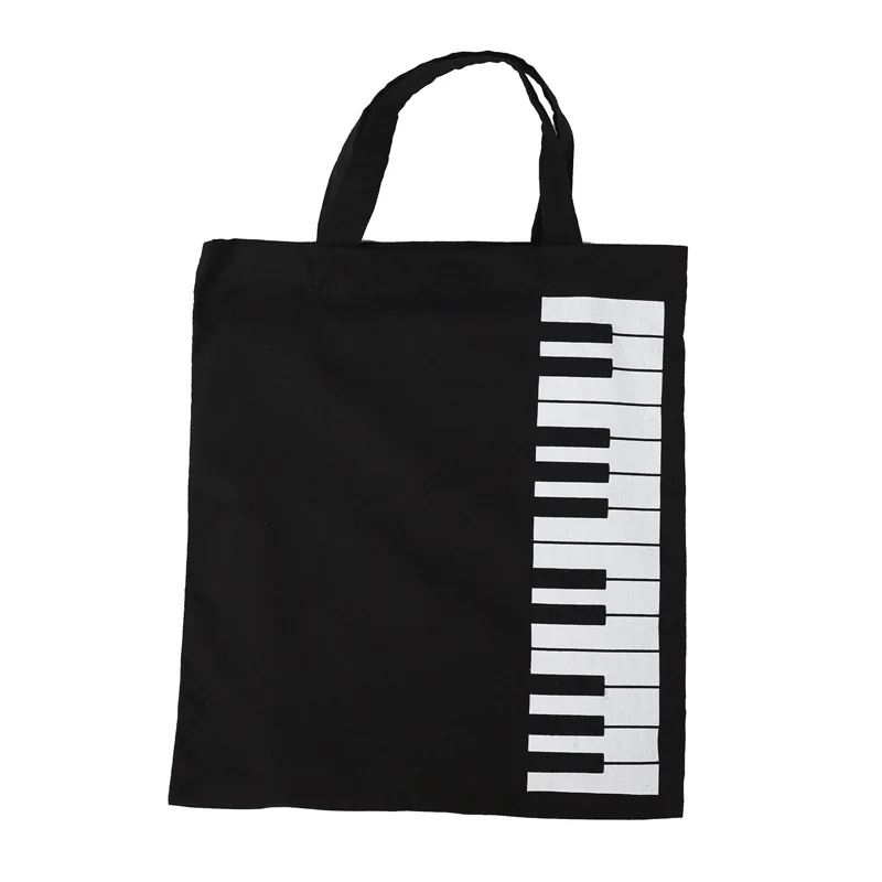 

New Fashion Shopping Bag High Quality Large Capacity Hot Black Piano Keys Music Handbag Tote Bag Reusable Handbag Grocery Tote