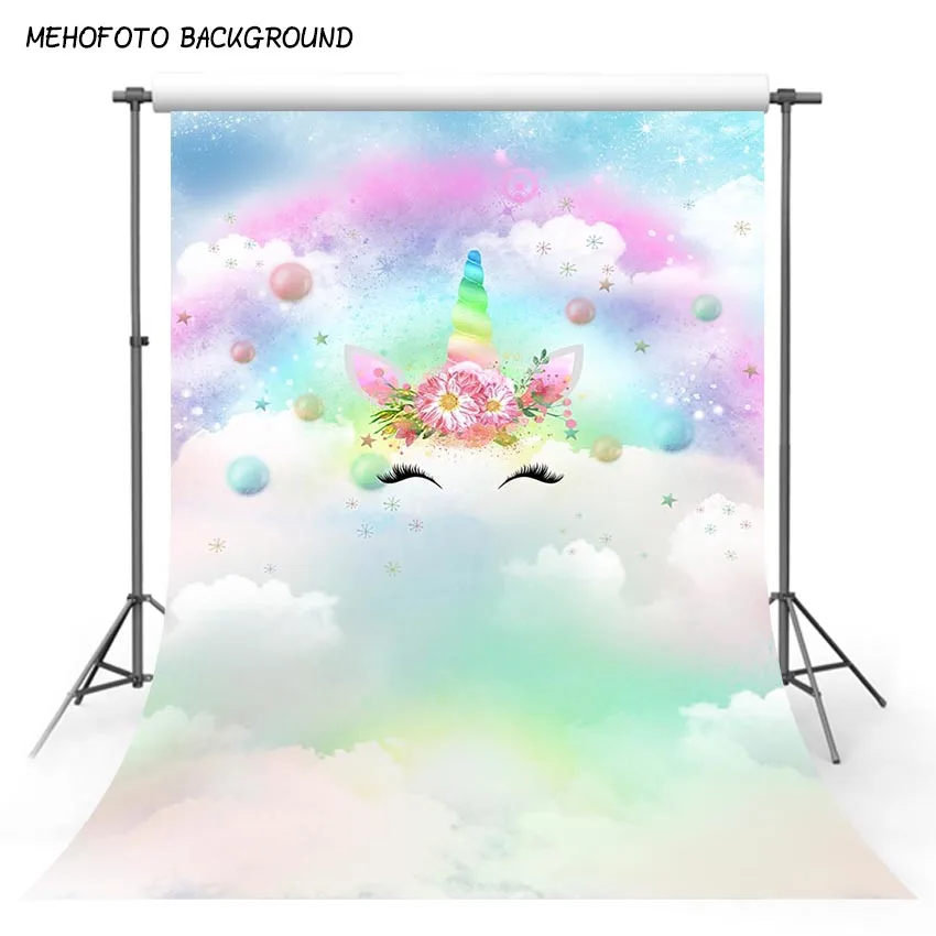 5x7ft винил фотографии фонов радуги и облака фон с единорогом на день рождения