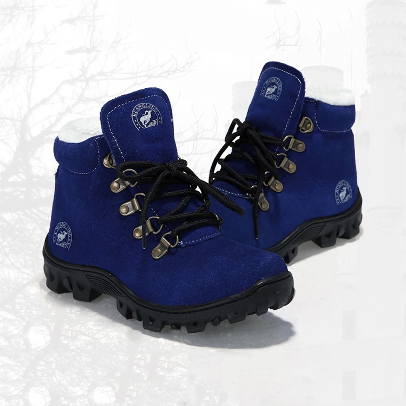 Детские зимние ботинки из натуральной кожи для мальчиков и девочек на