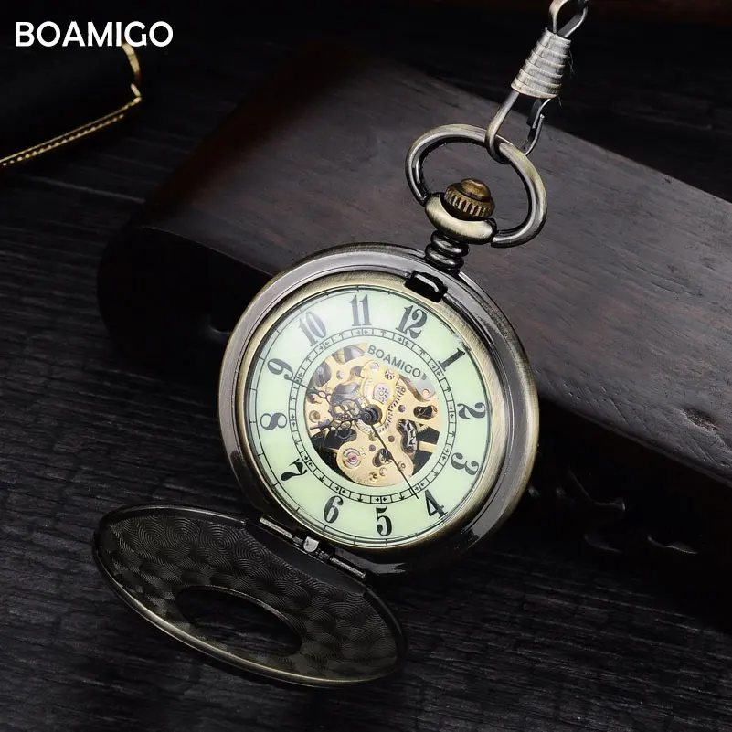 Мужские механические часы Античные FOB карманные скелетоны римские цифры