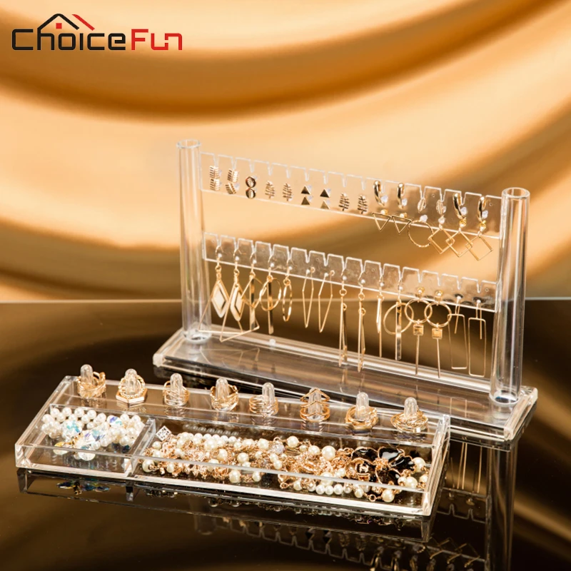 CHOICE FUN Modern DIY Clear Necklace Ring Accessories Earrings Holder Stand Home Organization And Earring Storage For Jewelry | Дом и сад