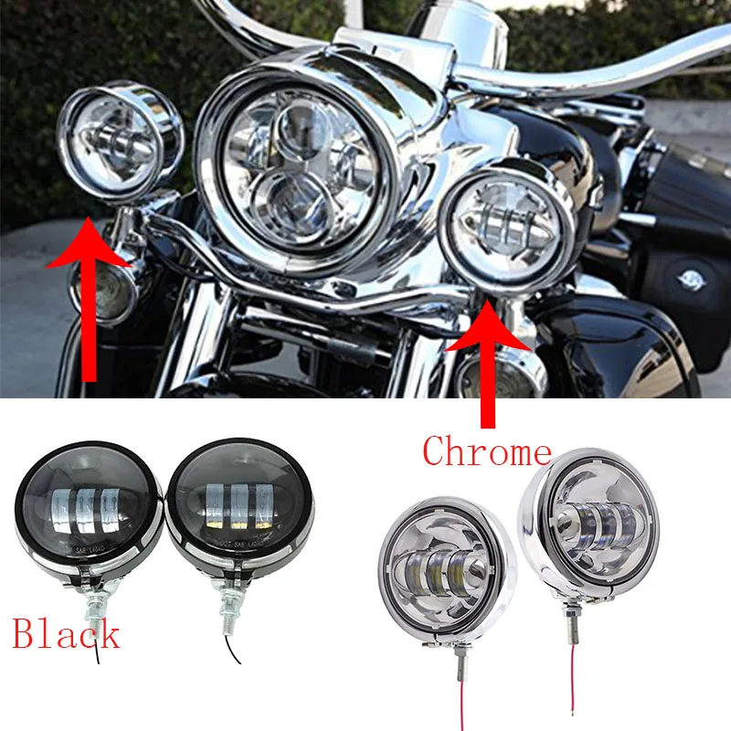 4.5'' INCH 30W Motorcycle LED Spot Fog Lights for Harley Touring and 4.5'' Housing Bracket Mount Ring Bucket fog passing lamp