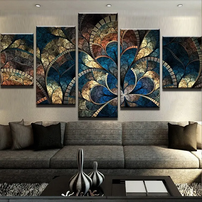 

Abstract Canvas Painting Wall Art Oil Poster Wall Pictures 5 Panel Fantasy Flowers For Living Room Home Decor Frames Modular