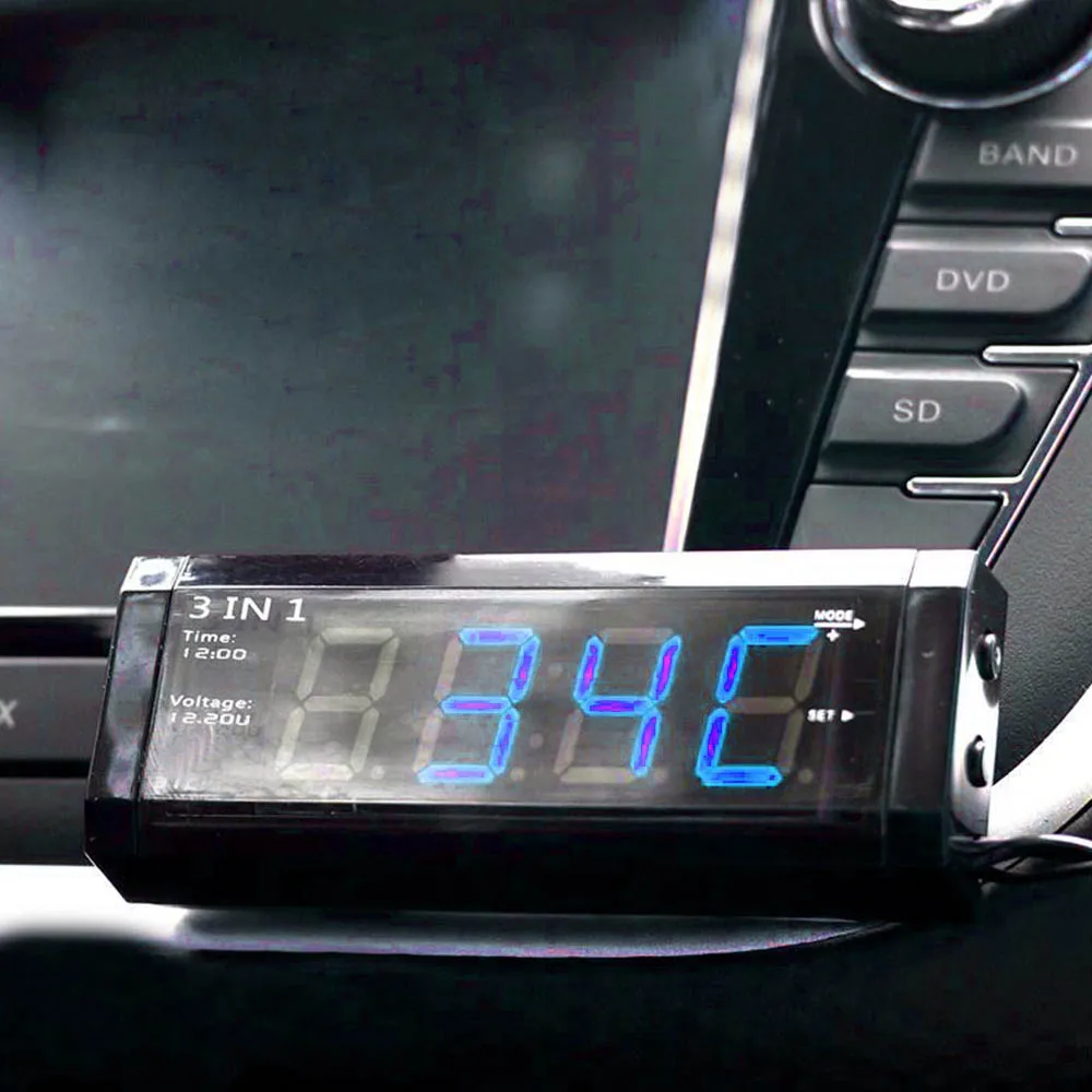 3 в 1 электронные часы для автомобиля Автомобильный термометр Вольтметр