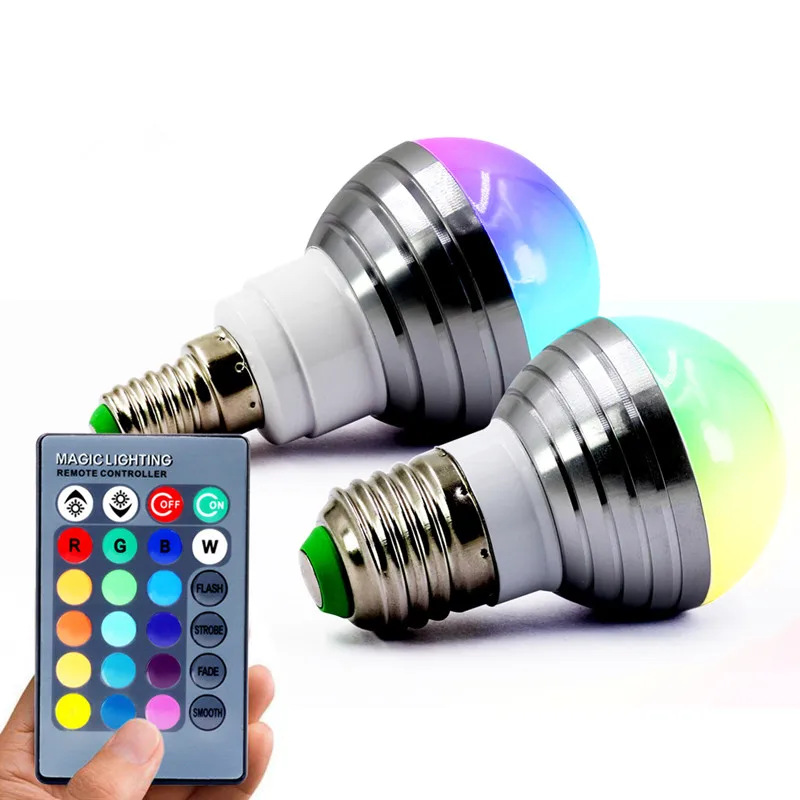 E27 E14 светодиодная 16 видов цветов лампа RGB 3 Вт Светодиодная точечная с