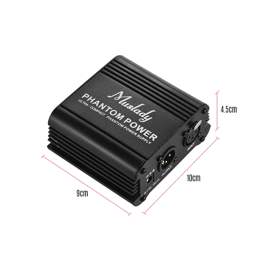 

Muslady Ultra-compact Microphone +48V Phantom Power Supply with XLR Input & Output for Condenser Microphone