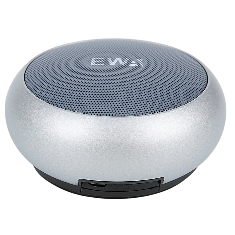 silver EWA беспроводной Bluetooth динамик открытый небольшой Cannon карты Металл Звук бластер круглый небольшой звук сабвуфер - Цвет: silver