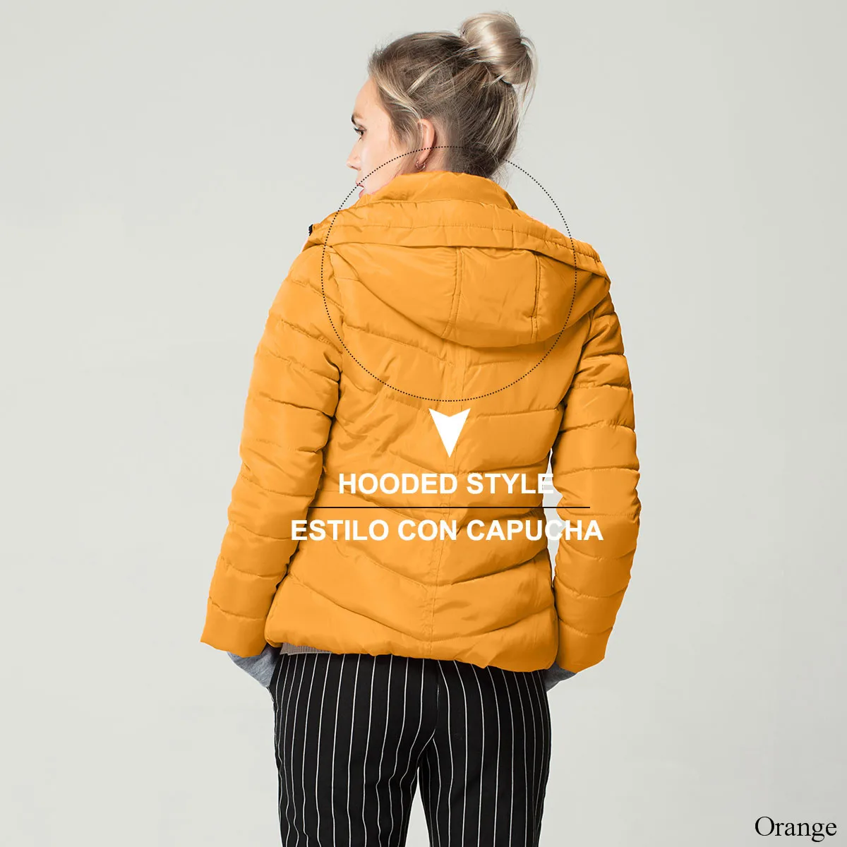 Short Autumn Winter Jacket Women Parkas Hooded Coats Female Wadded Jacket Women Parka Padded Jacket With Gloves chaqueta mujer - Цвет: Orange--Hooded