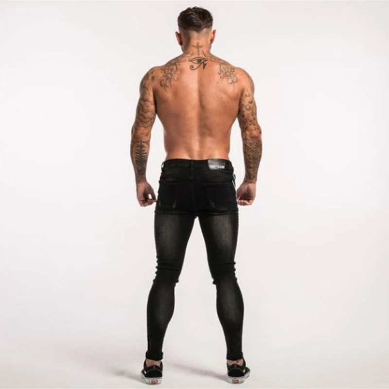 Белые полосатые обтягивающие мужские джинсы 2019 в стиле хип хоп облегающие