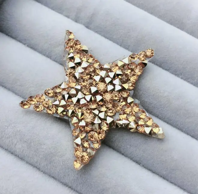 topaz gold Стразы наклейки-звездочки стразы аппликация 4,5 см, 5 шт./лот, звезда, стразы украшения, джинсы "сделай сам" нашивки на одежду - Цвет: topaz gold