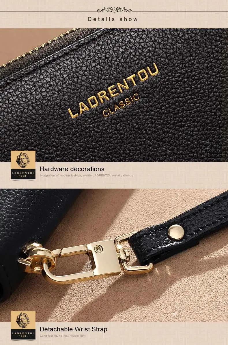 LAORENTOU, брендовые, унисекс, натуральная кожа, Длинные кошельки, женский, большая вместительность, Длинный кошелек, дамские сумки, мужской кошелек из натуральной кожи