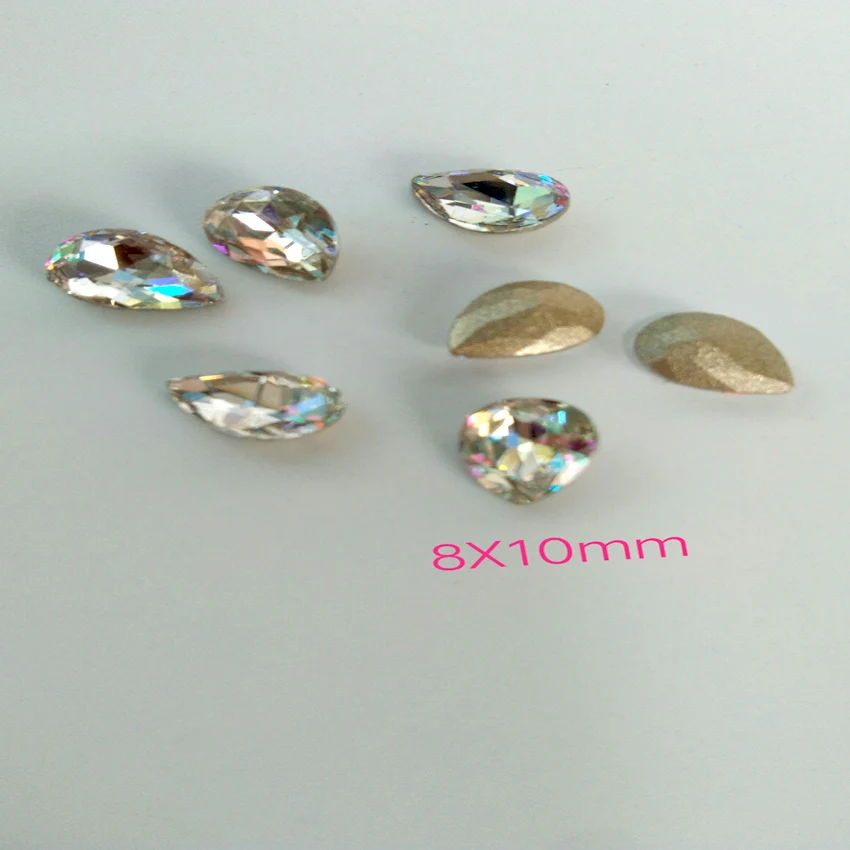 5pcs Super Glitter Crystal Nail Gems Oval Raindrop Diamond Shinny Stone Nail Art Rhinestone Jewelry Phone Manicure Tools