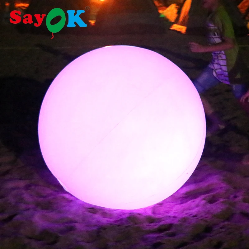 Customized PVC inflatable led light ball with RGB light/PVC inflatable beach ball water floating balloon for pool party