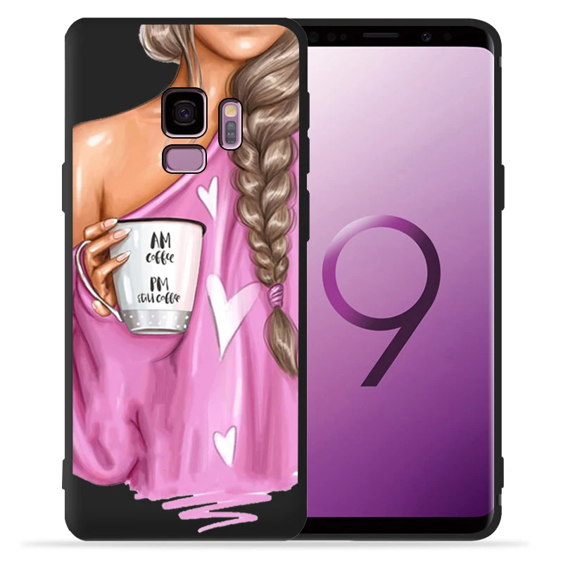 08 Модный чехол для девочек samsung Galaxy S9 S8 S10 Plus S7 S6 Edge S10 Lite Note9 8 высокий каблук кофейная Цветочная девушка чехол для телефона Etui - Цвет: 08