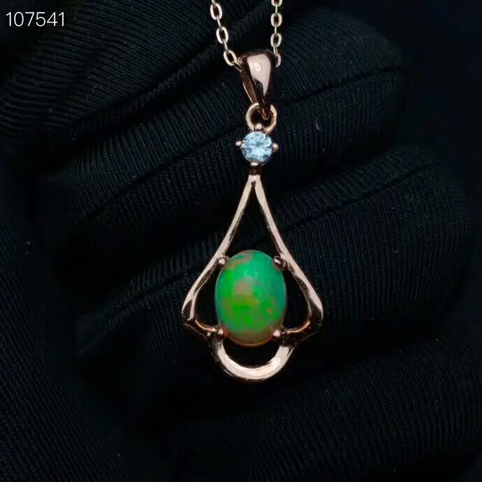 Pendant necklace MeiBaPJ натуральный опал драгоценный камень цветок серьги кольцо и ожерелье 3 Сиут для женщин Настоящее 925 пробы серебряные ювелирные изделия - Цвет камня: Pendant necklace
