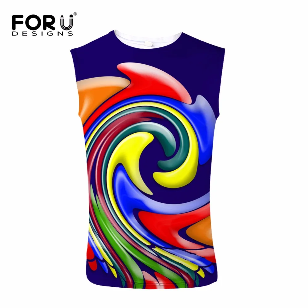 FORUDESIGNS/3D цветные мужские майки с узором пейсли новинка 2017 модный летний топ без