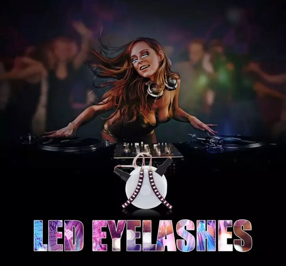 

500pairs/lot Glowing Eyes Nightclub Led Eyelash Light Double Eyelid Paste Luminous False Eyelash Lamp Button Led Eyelashes