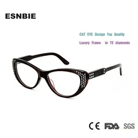 high quality luxury cat eye glasses armacao de oculos de grau diamond women myopia lens prescription glasses spectacle frame
