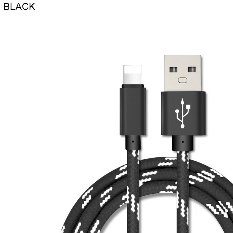 Кабель зарядного устройства USB для передачи данных для iPhone 6 S 6 S 7 8 Plus X XR XS Max 5 5S 5C SE IPad Air Pro сотовый телефон длинный 1 м провод для быстрого заряда шнур - Цвет: Черный