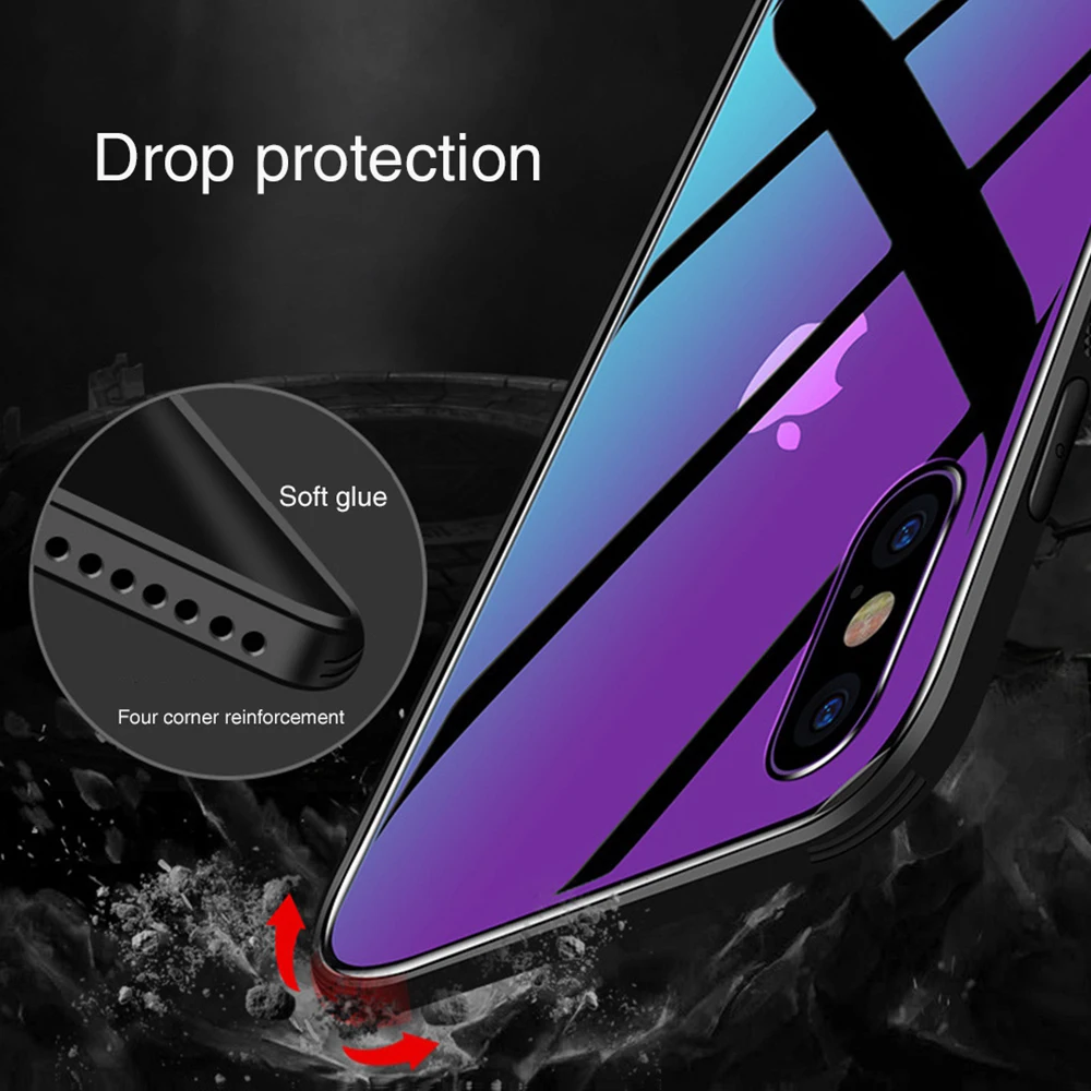 Чехол OTAO из закаленного стекла с градиентом HD для iphone XR XS MAX X 8 7 6 6S Plus