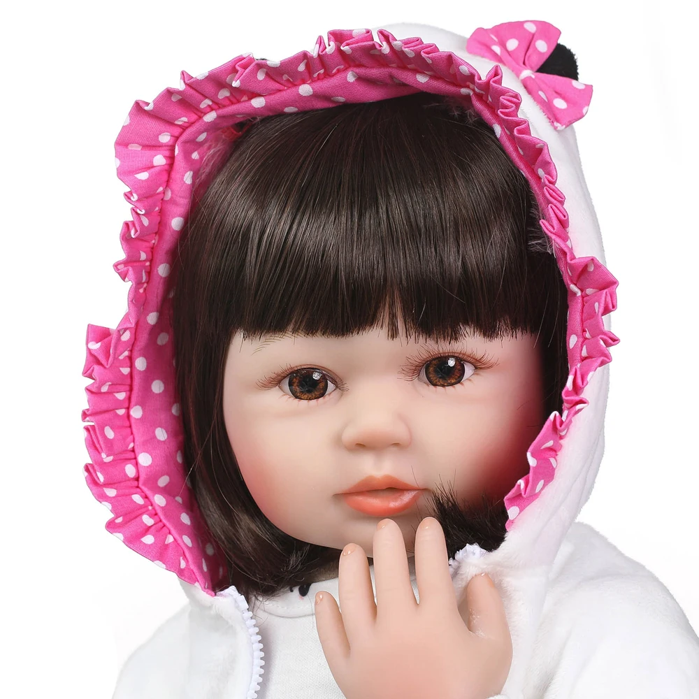 23 &quot58 см мягкие силиконовые куклы Reborn babies Реалистичная панда костюм коричневые