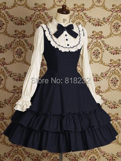 

Sweet Love Lolita Vintage Lace Dress Long Sleeve Dresses Daily Cosplay Costumes
