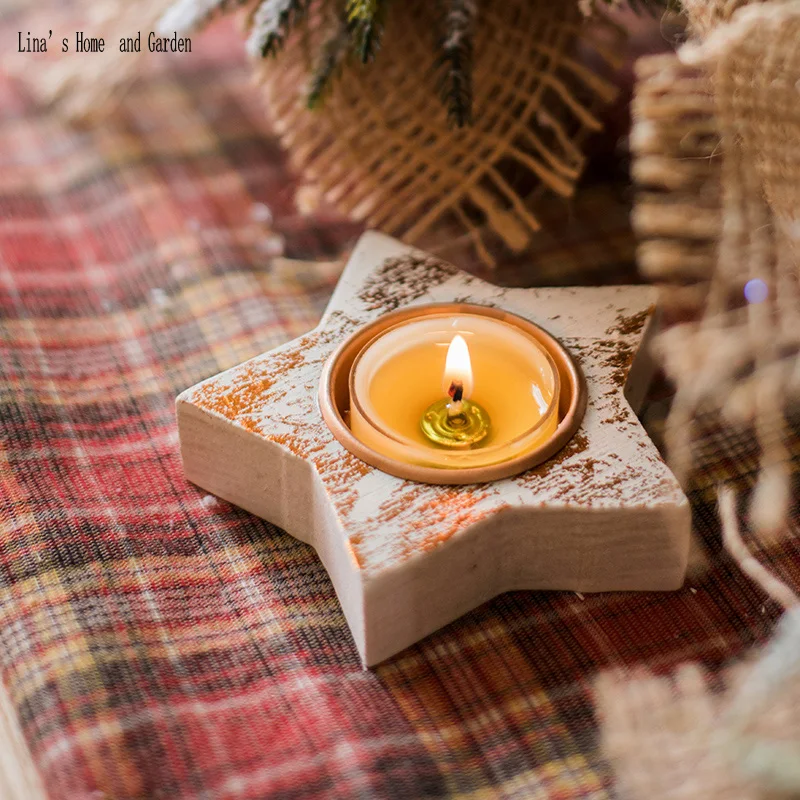 insert nature wood tea light candle holder