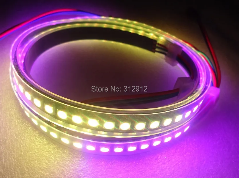 1M long 144leds/m WS2812B(5050 rgb led with WS2811 IC built-in) pixel strip DC5V waterproof in silicon tube BLACK PCB | Лампы и