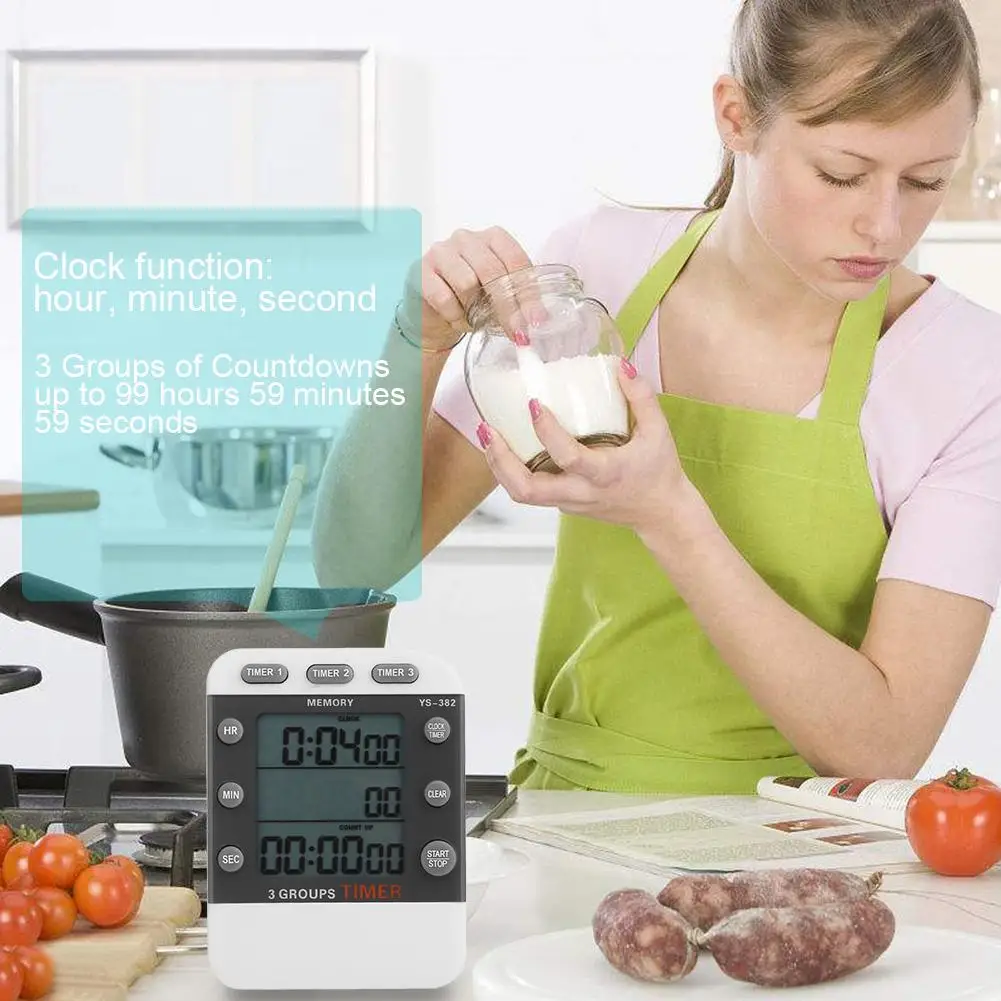 

Three-Channel Timer Experiment Countdown Stopwatch Clock Kitchen Timer