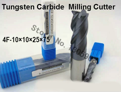 4F 10*10*25*75 HRC50 Спиральные Бит фрезерные инструменты карбида CNC плоские концевые