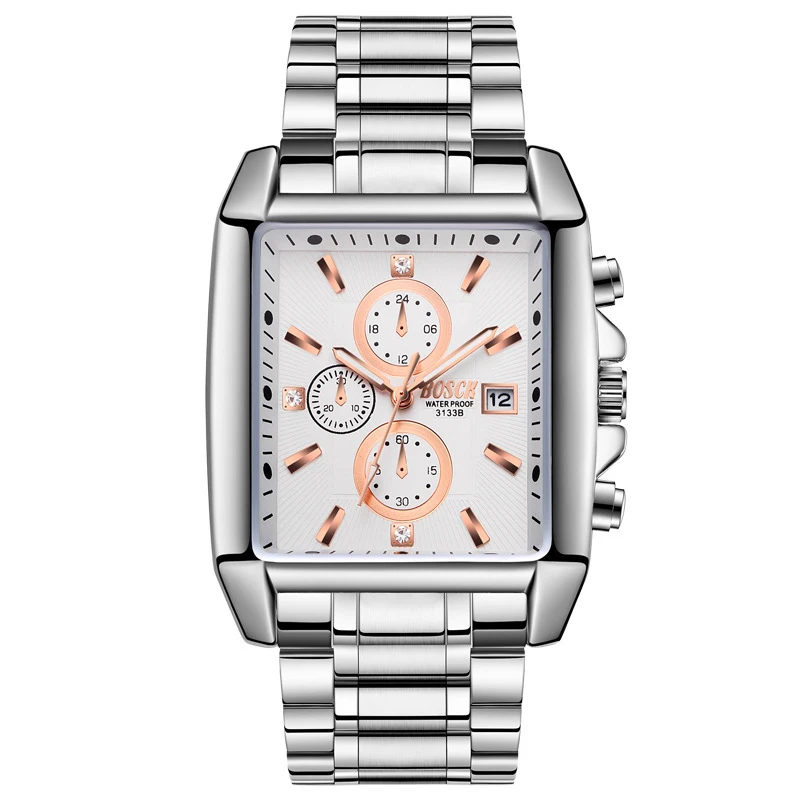 Mdnen Женские Мужские квадратные часы из нержавеющей стали женские простые