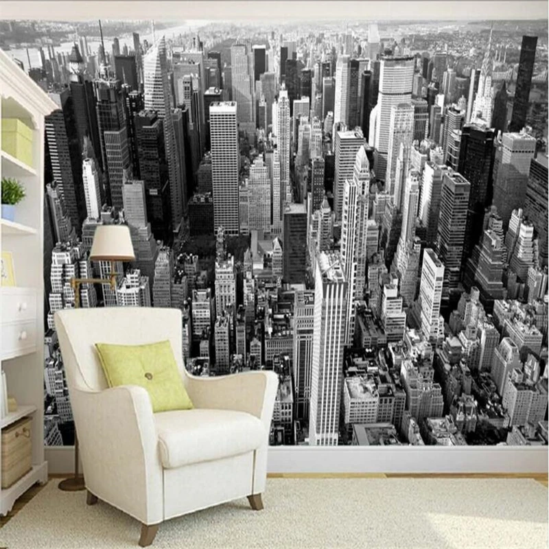 Обои beibehang на заказ черно белые обои панорама Нью Йорка архитектурная фотография