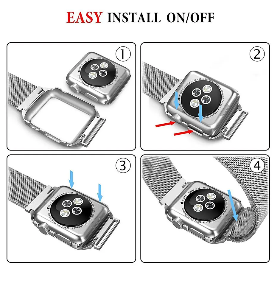 Ремешок для часов UTHAI A09 для Apple Watch/iwatch1/2/3/4 серии 38, 40, 42, 44 мм миланские магнитные часы из нержавеющей стали с+ окантовкой
