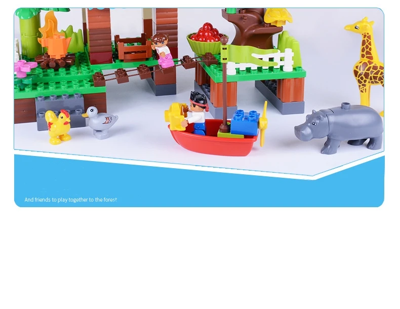 3 комплекта Конструкторы duplo наборы джунглей животных блоки Большой размер DIY enleten кирпичи совместимые Фигурки Игрушки для маленьких детей