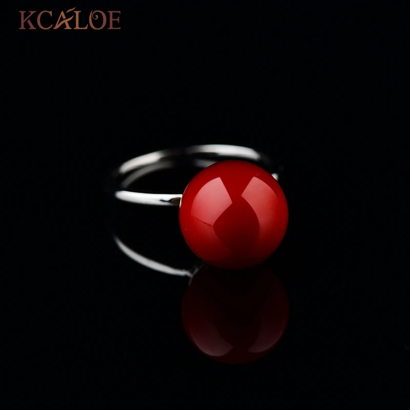 KCALOE Красное Кольцо Позолоченные Кольца с Искусственным Кораллом Свадебные