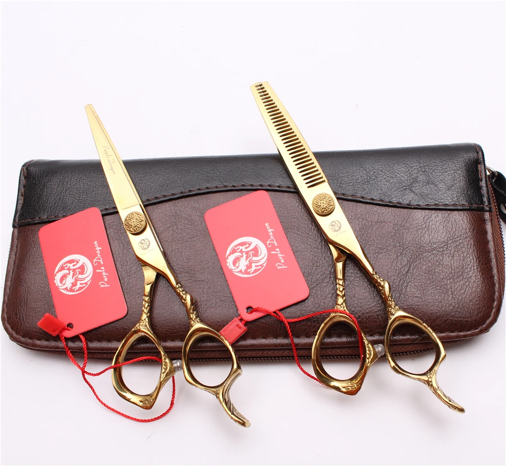 2Pcs 5.5&quot 16cm Purple Dragon JP 440C Professional Hairdressing Scissors Cutting Thinning Shears Hair Kit Z9001 | Красота и