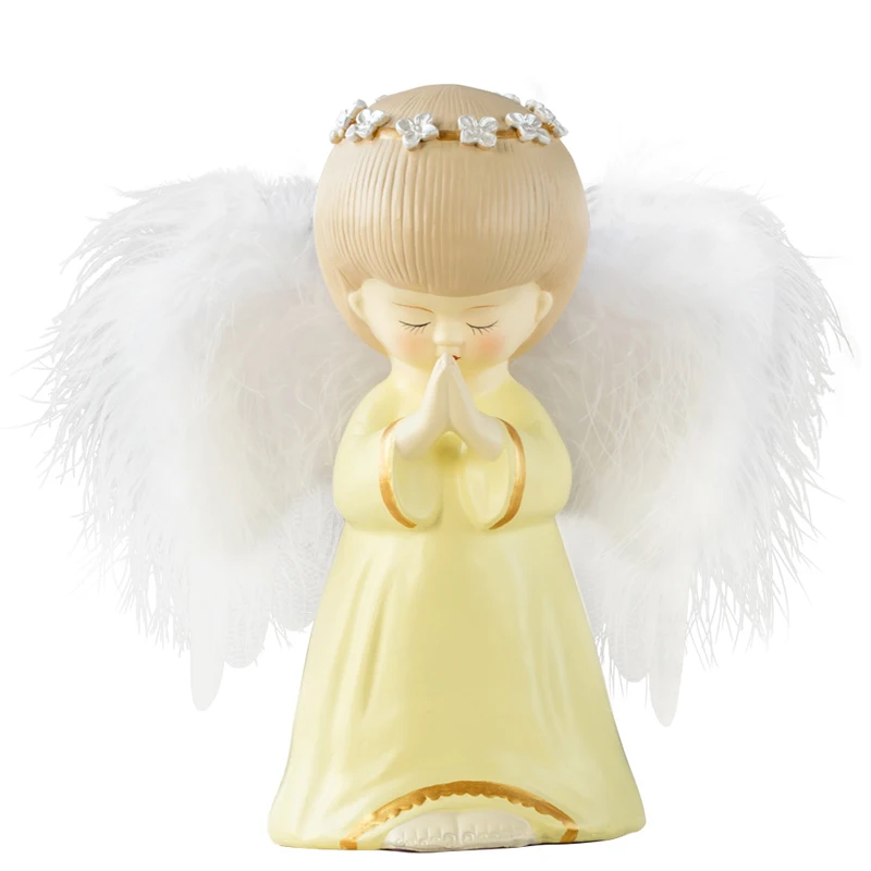

Europe Resin Blessing angel Figurines lovely Feather Illuminate fairy Statue tabletop crafts Home Decor Creative Gift