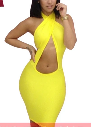 Free Shipping!The new European style fashion sexy women hanging neck piece halter dress chest wrapped nightclub | Женская одежда