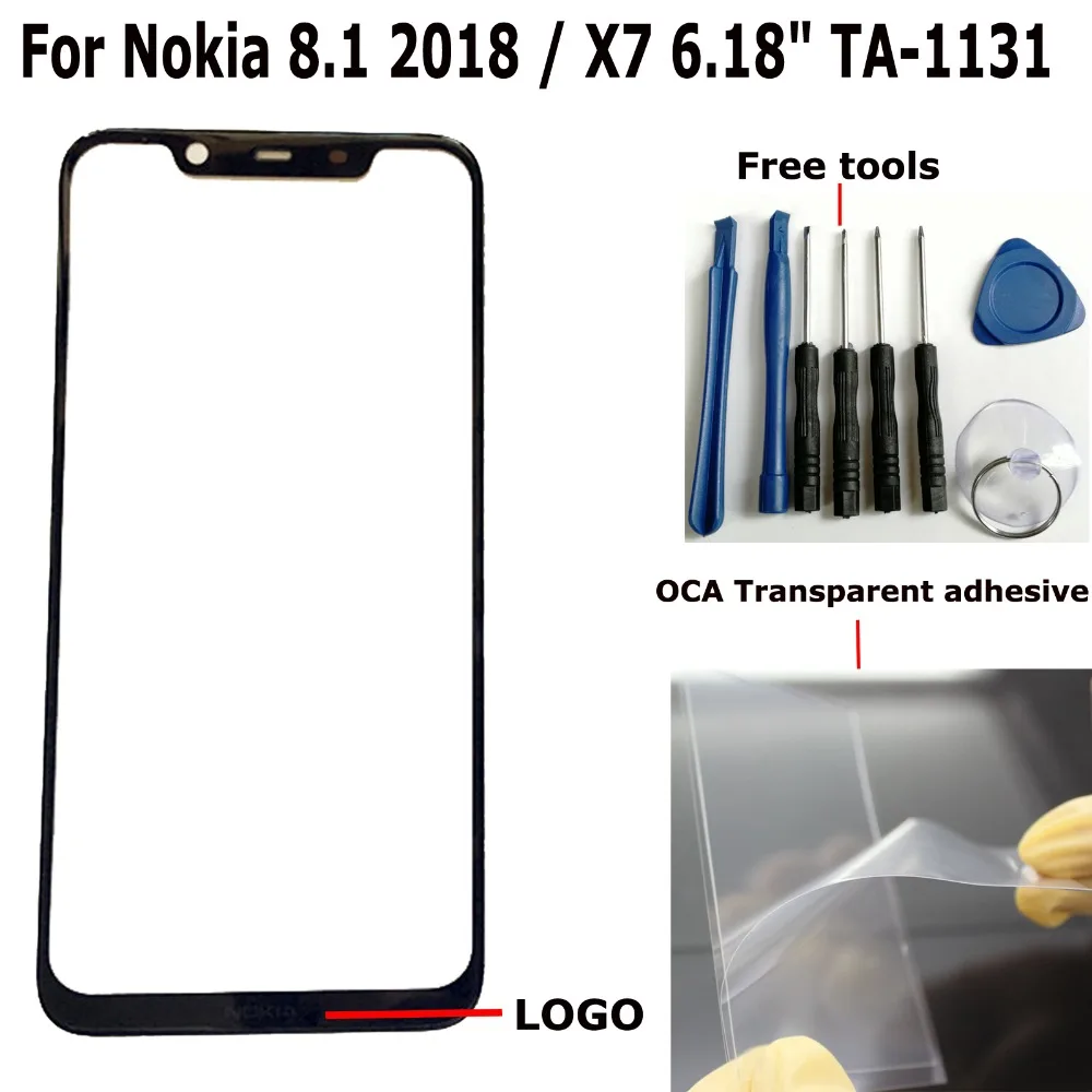

Shyueda 100% новый + OCA 6,18 "для Nokia 8,1 2018X7 TA-1131TA-1119 TA-1121 TA-1128 внешний передний стеклянный экран объектива