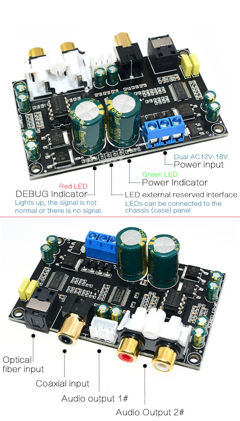 HiFi CS8416 CS4398 цифровой интерфейс оптический коаксиальный аудио декодер SPDIF ЦАП декодирование Плата Поддержка 24Bit 192 кГц AC12V