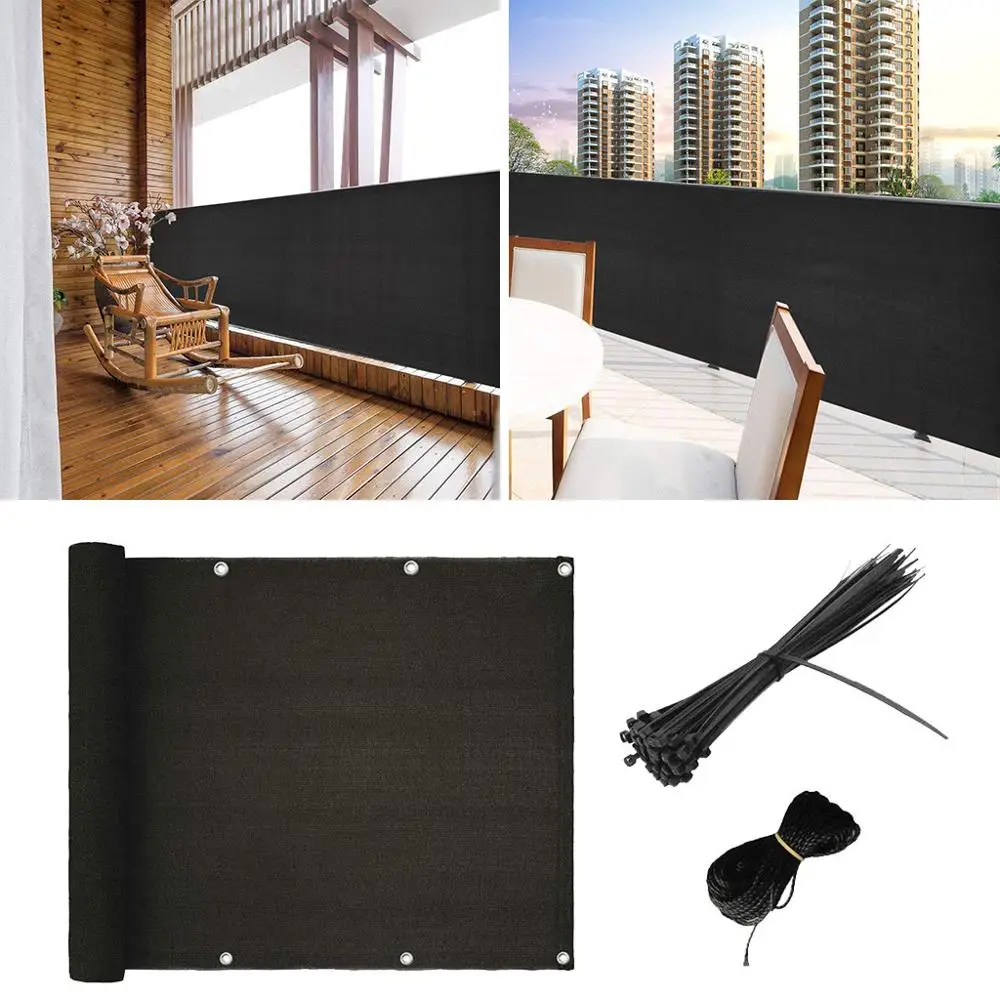 

Black Sunshade Wind Fence Protection Net Home Balcony Privacy Screen Fence Deck Shade Sail Yard Cover Protection kid Safe FD