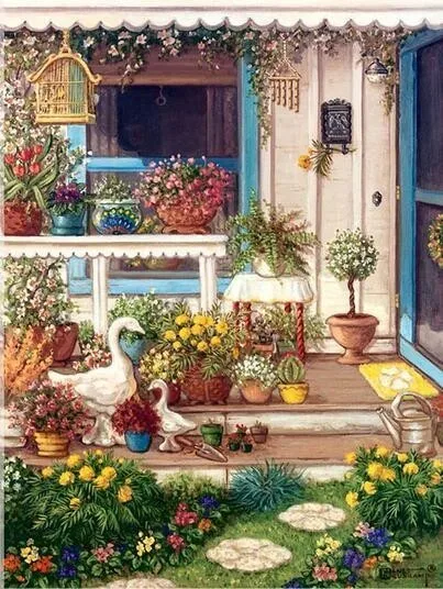 V7337 Evershine 5D Full Square Diamond Embroidery Courtyard Paint With Diamonds Diamond Mosaic Cross Stitch Scenery Home Decoration - Цвет: V7337
