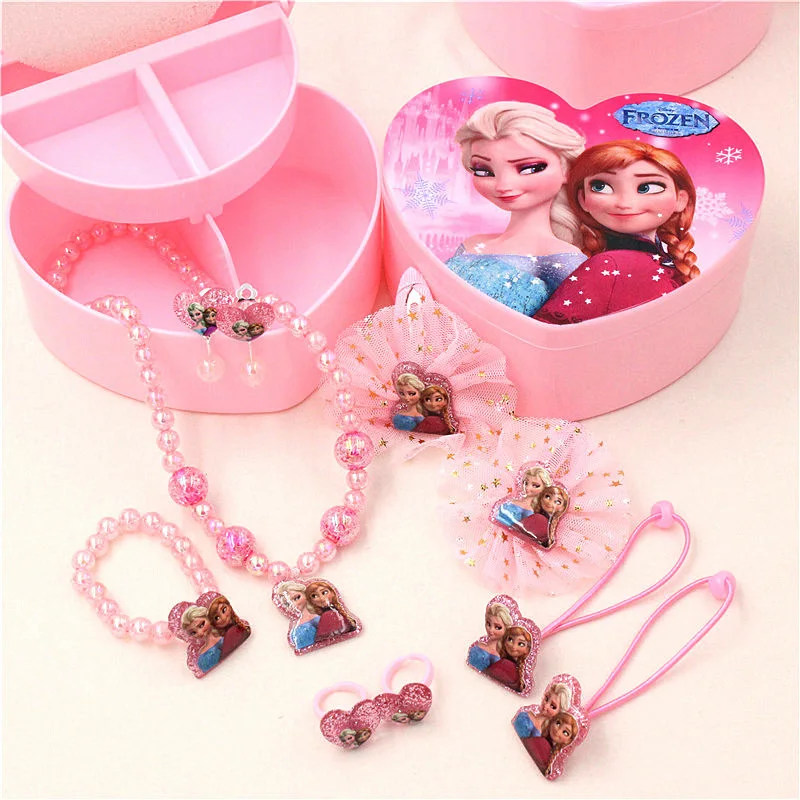 Frozen A 1 Набор детских украшений hello kitty, заколки для волос, резинки для волос для девочек, акриловое ожерелье, кольца для ушей на палец, ювелирные аксессуары - Цвет: Frozen A