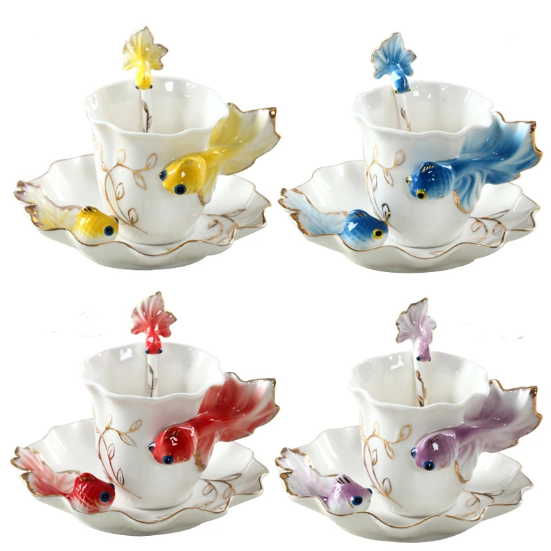 Креативные чаши и блюдца для карпа фарфоровый чайный набор из эмали фарфора